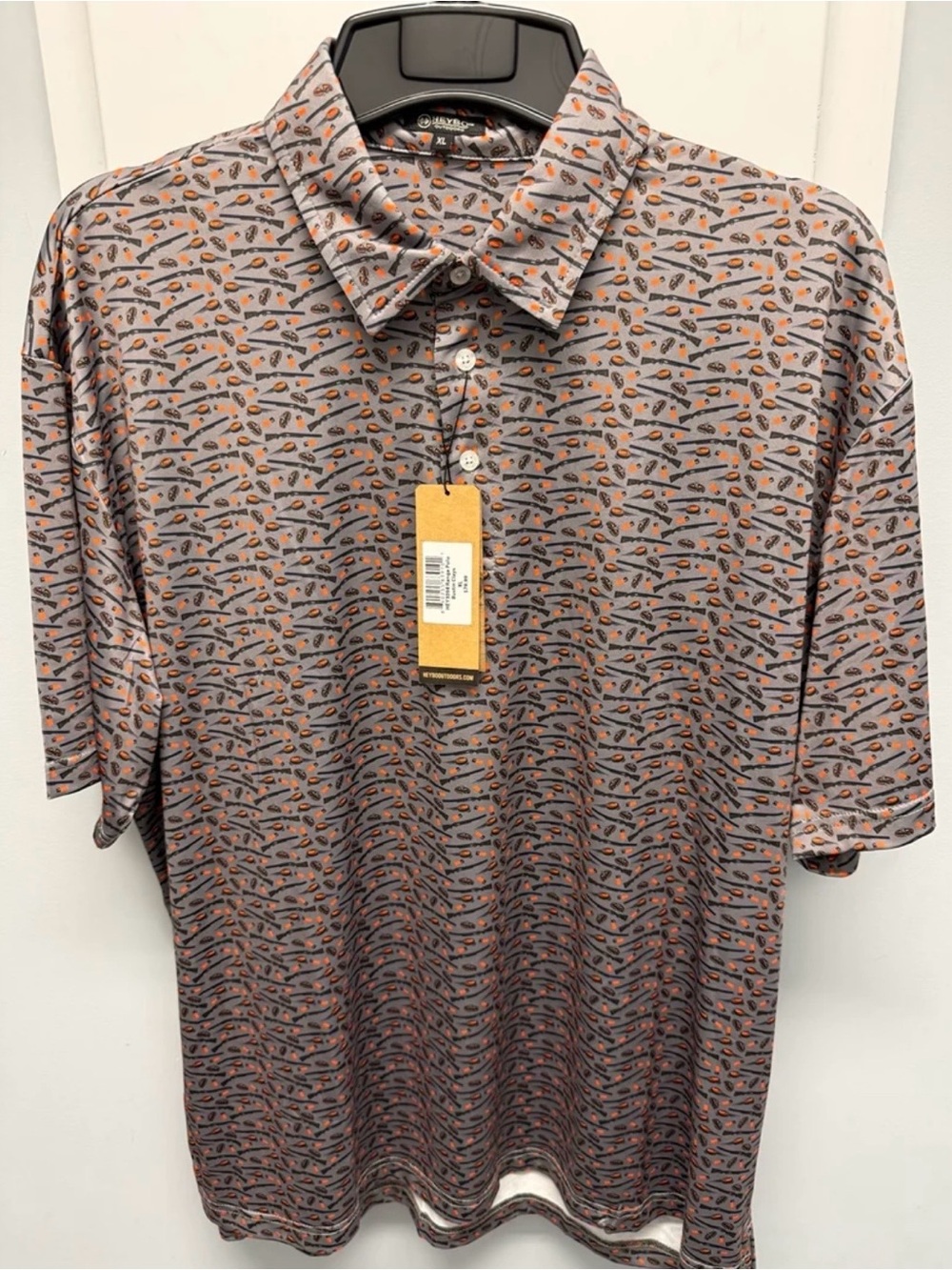 Boys Gray Polo with Orange Accent - Performance Short Sleeve